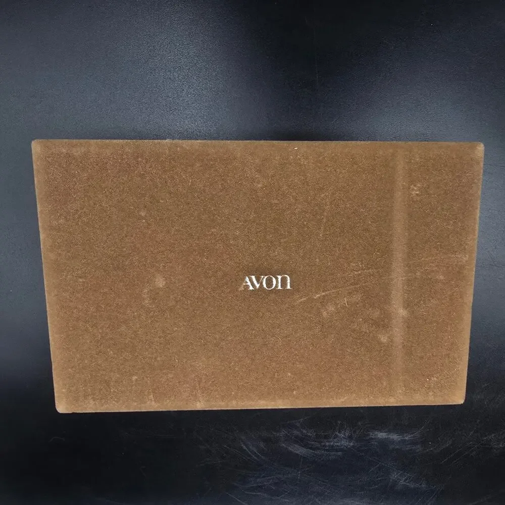 Vintage Avon Brown Velvet Jewelry Box Men's Valet Storage Box